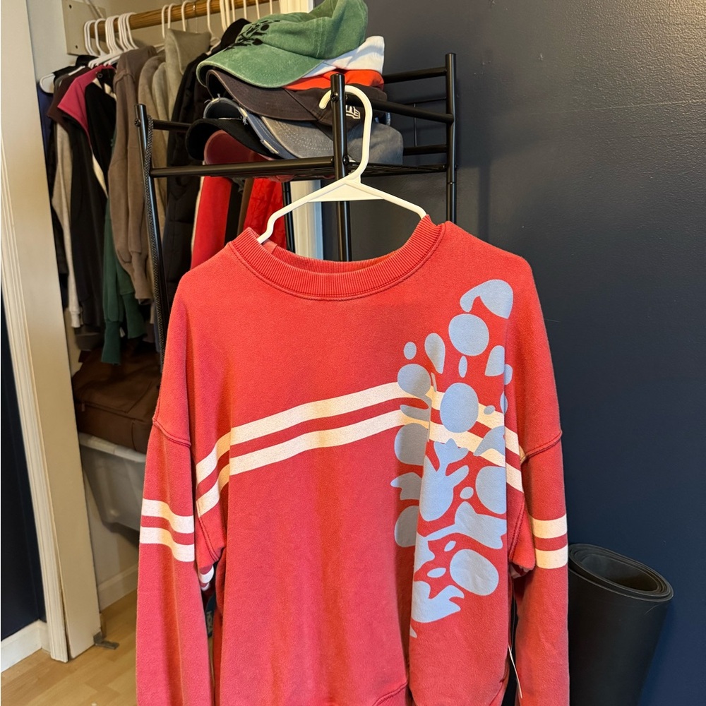 Red and White Graphic Sweatshirt